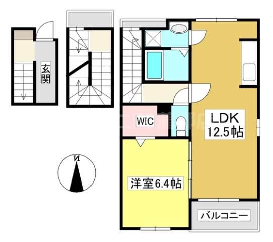 プリムローズ ハツネ(1LDK/3階)の間取り写真