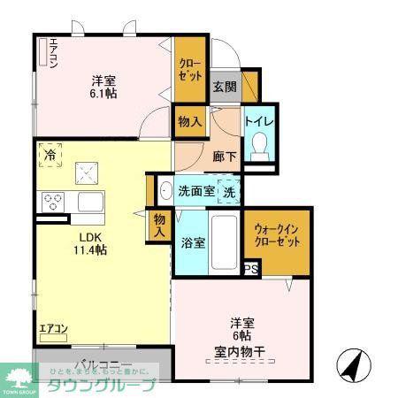 シエルボヌール(2LDK/1階)の間取り写真