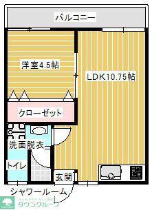 柳山ハイツ(1LDK/2階)の間取り写真