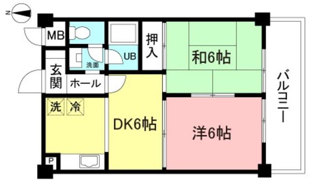 グリーンヒルズ小金井(2DK/3階)の間取り写真