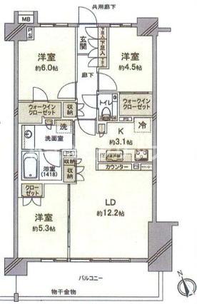 クレヴィア東白楽(3LDK/3階)の間取り写真