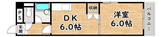 クリエール三津屋(1DK/5階)の間取り写真