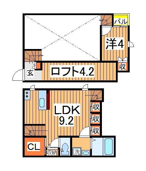 CB柏カジン(1LDK/1階)の間取り写真