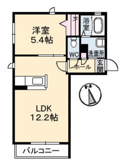 シンフォニア(1LDK/2階)の間取り写真