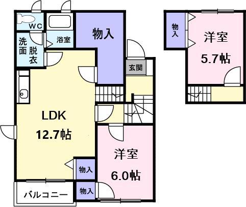 アルファ スィートB(2LDK/2階)の間取り写真