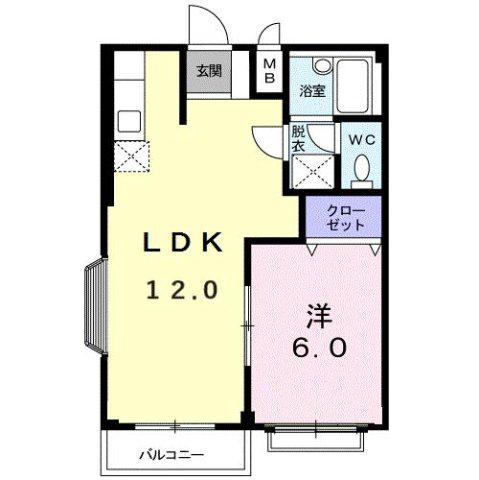エルディム鈴鷺A(1LDK/2階)の間取り写真