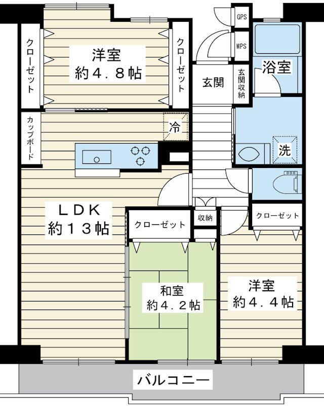 美浜東エステート4号棟(3LDK/6階)の間取り写真