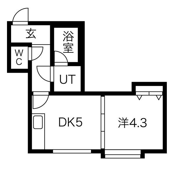 リナコートA(1DK/3階)の間取り写真