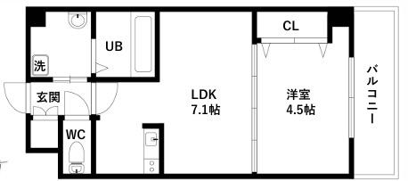 グランロード立売堀(1LDK/9階)の間取り写真