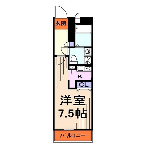 クレールカルチェI(1K/3階)の間取り写真