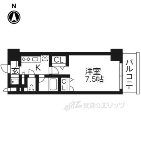 クリスタルグランツ西大路御池607(1K/6階)の間取り写真