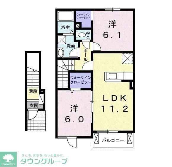 ラ・シュエット I(2LDK/2階)の間取り写真