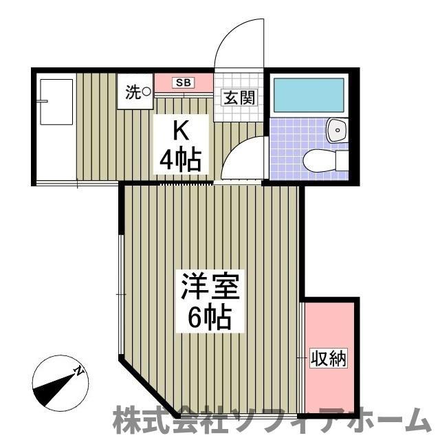 ハイツ前原(1K/1階)の間取り写真