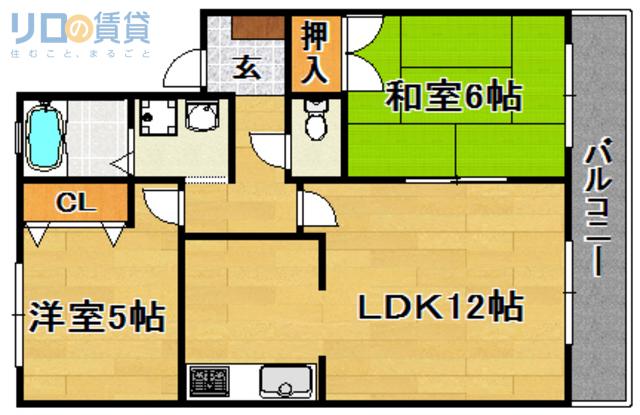 地下鉄今里筋線 だいどう豊里駅 徒歩3分 3階建 築37年(2LDK/3階)の間取り写真