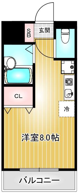 ホーメストつるまい(ワンルーム/2階)の間取り写真