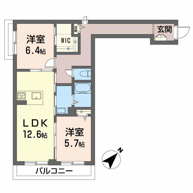 ヴィラメゾン高師浜(2LDK/2階)の間取り写真