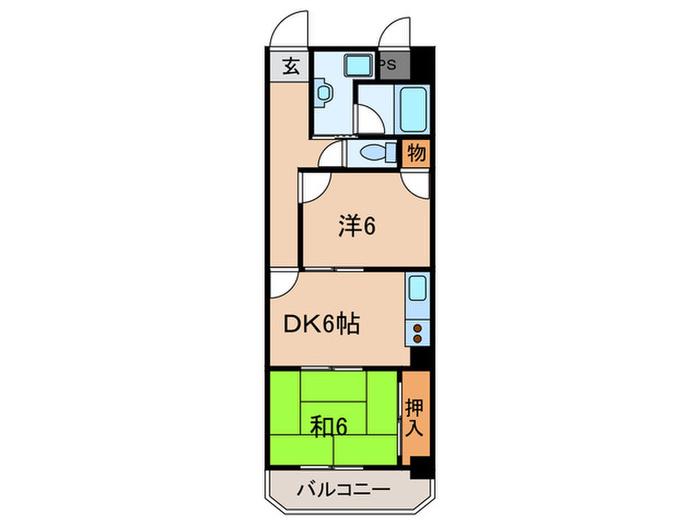 西明石ピア(2DK/3階)の間取り写真