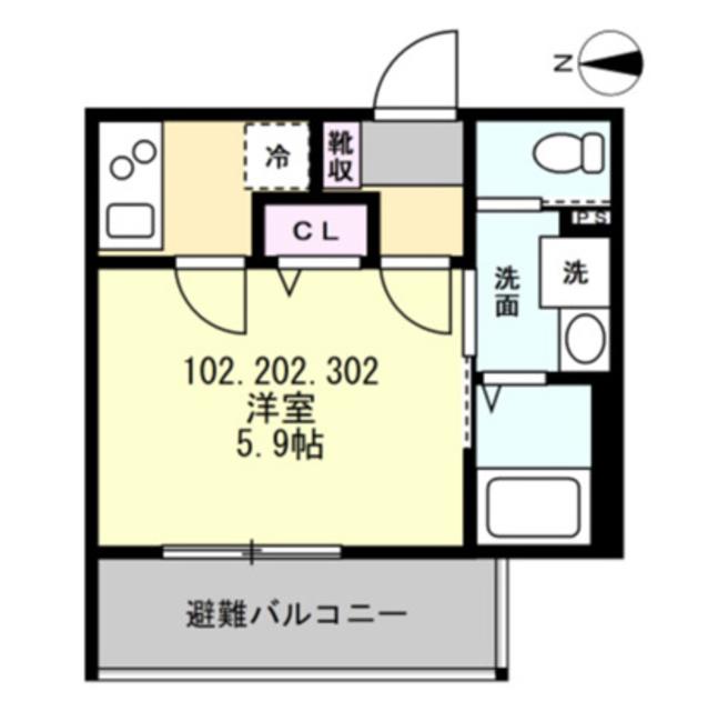 ベイルーム相模大塚(1K/3階)の間取り写真