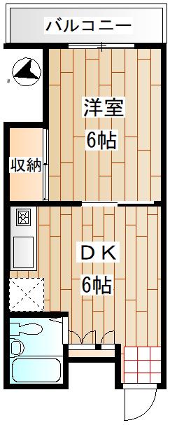 パークサイドパレス内海(1DK/2階)の間取り写真