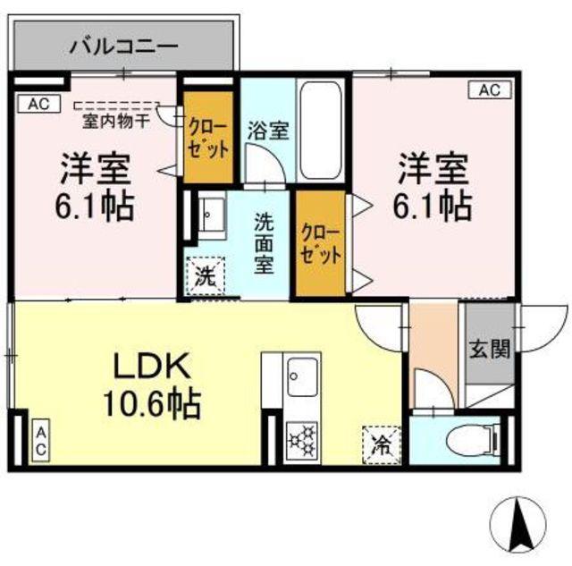セレスティア鹿浜(2LDK/3階)の間取り写真