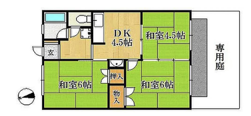 シティハイムけやき(3DK/1階)の間取り写真