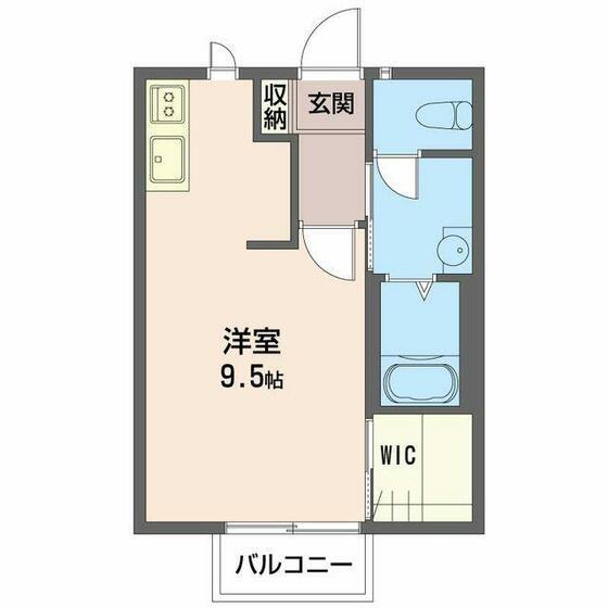 アクシス B棟(ワンルーム/1階)の間取り写真