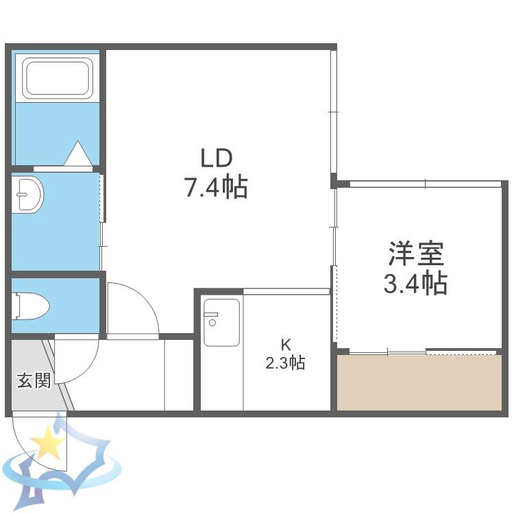 ESTOR MARUYAMA(1LDK/3階)の間取り写真