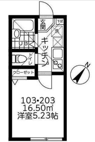 プラナス東久保 II(1K/2階)の間取り写真