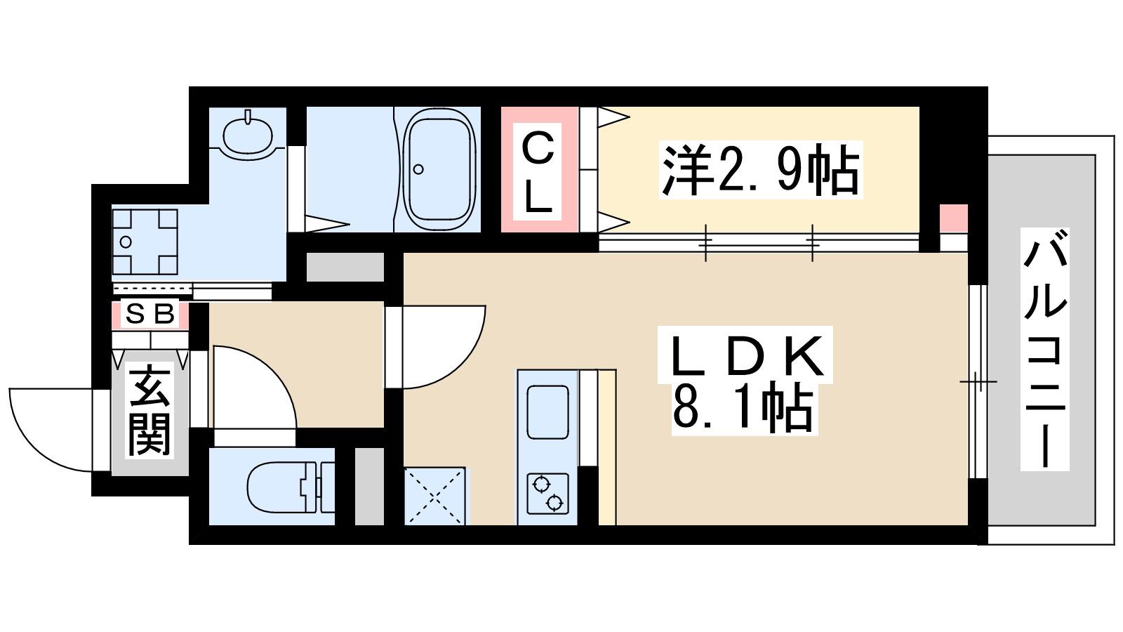 モダンパラッツォ江坂アクシア(1LDK/7階)の間取り写真