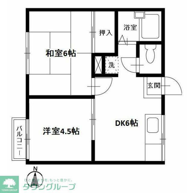 ファミーユ・三浦(2DK/2階)の間取り写真