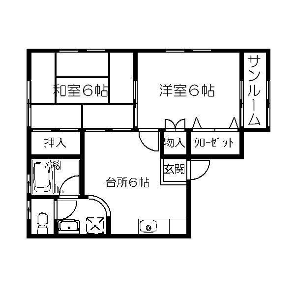 コーポ五大(2DK/1階)の間取り写真