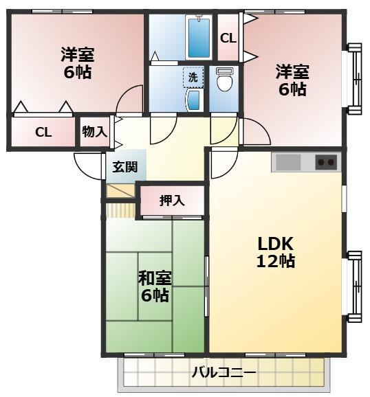 グラーツ弐番館(3LDK/2階)の間取り写真