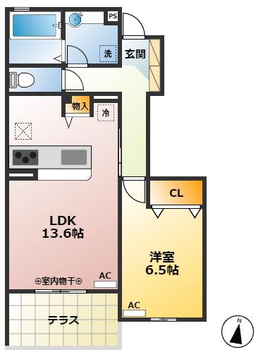 シルフィッド S(1LDK/1階)の間取り写真
