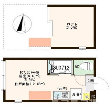 ハーモニーテラス成田東(ワンルーム/1階)の間取り写真