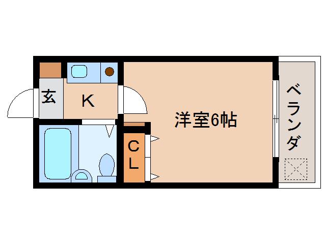 シティパレス21西大寺P-I(1K/4階)の間取り写真