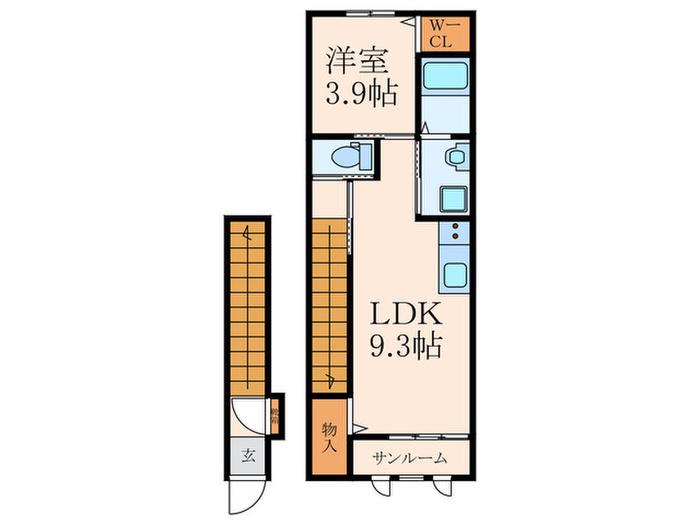 パーチェM(1LDK/2階)の間取り写真