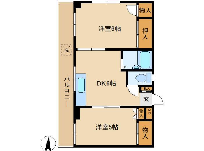 第25シンエイビル(2DK/3階)の間取り写真