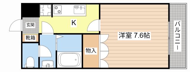 シャトーグリーンII(1K/2階)の間取り写真