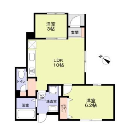 プレミアムスイート岸和田(2LDK/1階)の間取り写真