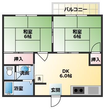 ロイヤルハイツ(2DK/1階)の間取り写真