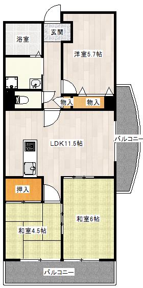 グリーンローレル立花(3LDK/3階)の間取り写真