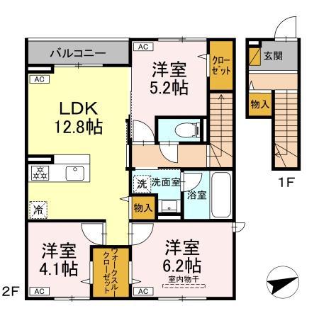 コンフォールヴィラージュ(3LDK/2階)の間取り写真