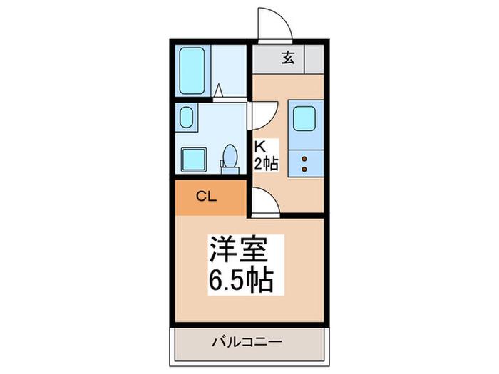 クレストコート東林間(ワンルーム/2階)の間取り写真