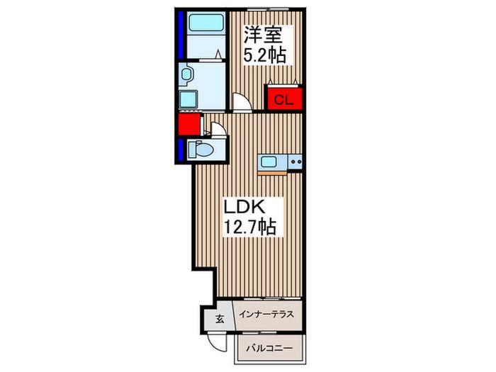 越谷市宮本町アパートIV(1LDK/1階)の間取り写真