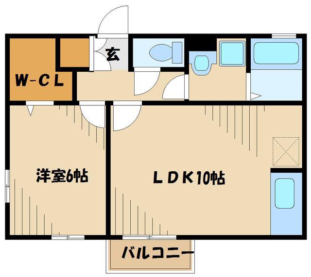 ウィル・アイコー(1LDK/2階)の間取り写真