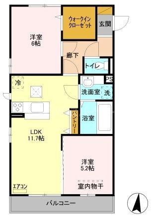 カルミアコート(2LDK/2階)の間取り写真