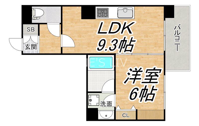 ZEUS 20XX(1LDK/9階)の間取り写真
