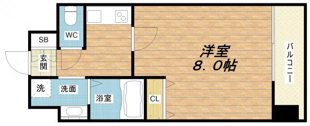 W.O.B.KYOBASHI(1K/3階)の間取り写真