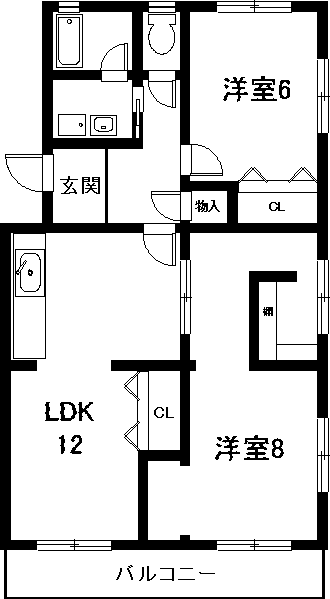 レジデンス神戸(2LDK/1階)の間取り写真