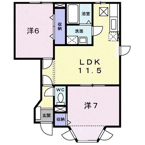 ヴィラパルテール(2LDK/1階)の間取り写真